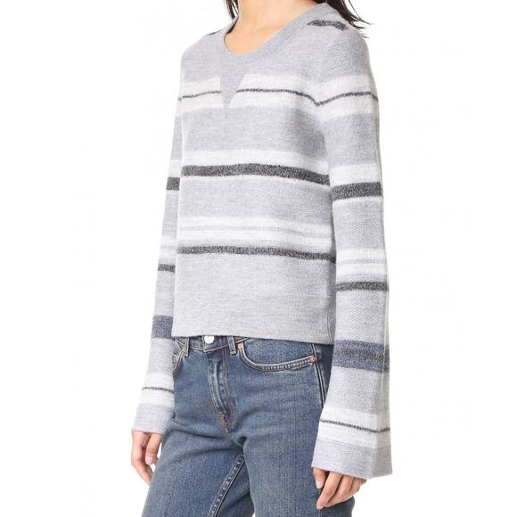 Derek Lam 10 Crosby Striped Crewneck Wool Wide Sleeve Sweater - Picture 10 of 10